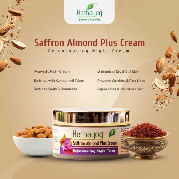 HERBAYOG SAFFRON ALMOND PLUS CREAM ( Night Rejuvenating Cream 50 gm )
